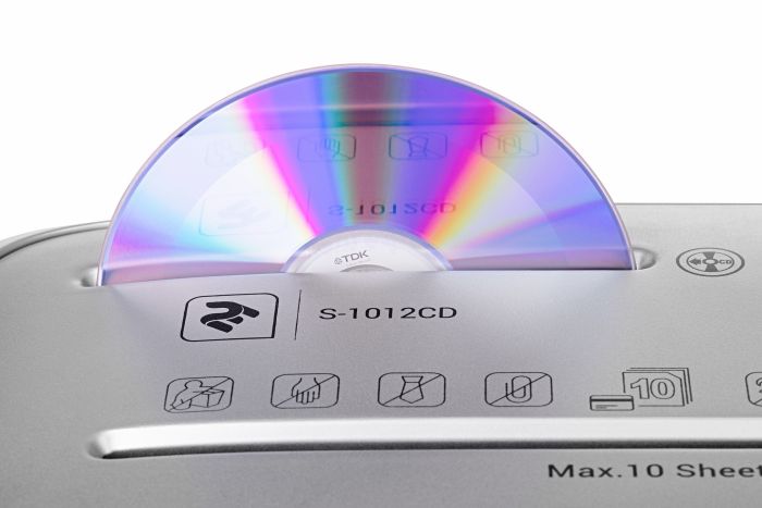 Знищувач документів 2E S-1012CD до 10 аркушів, перехресна різка 4x35 мм, 21л + різка CD