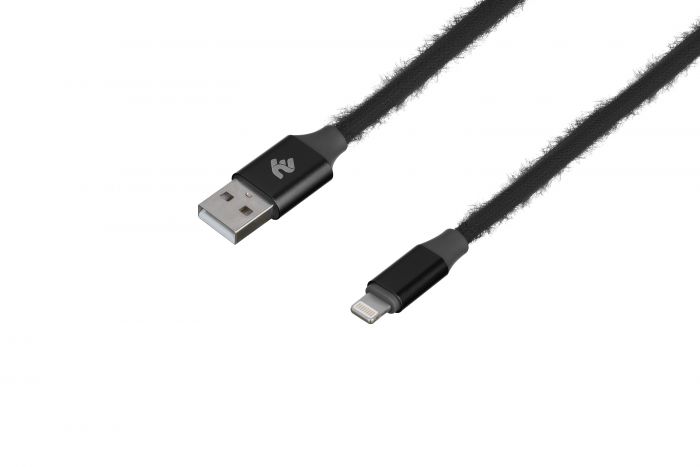 Кабель 2E Fur USB 2.4 - Lightning Cable, 1m, black