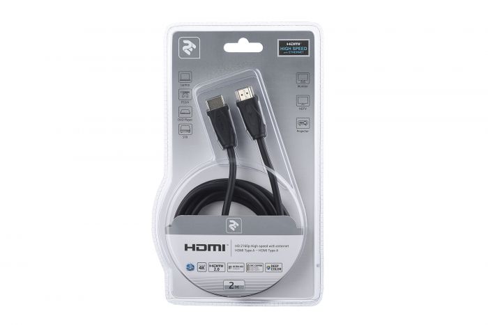 Кабель 2Е HDMI 2.0 (AM/AM), Molding Type, black, 2m