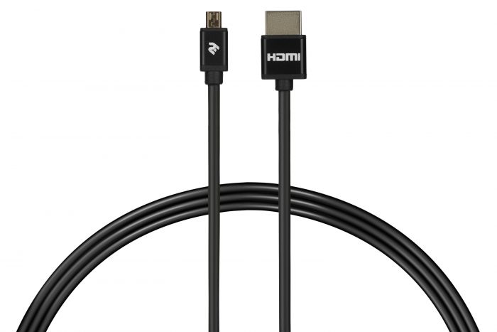 Кабель 2Е HDMI 1.4 (AM/microAM), Slim, High Speed, Alumium, black, 2m