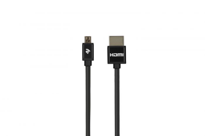 Кабель 2Е HDMI 1.4 (AM/microAM), Slim, High Speed, Alumium, black, 2m