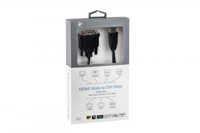 Кабель 2E HDMI - DVI 24+1(AM/AM), Molding Type, black, 1.8m
