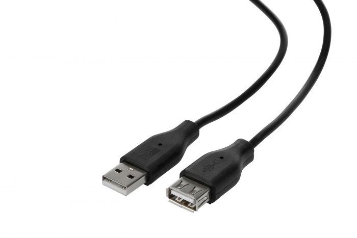 Кабель 2E USB 2.0 (AM/AF) 1.8m, black