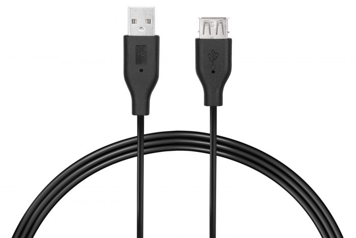 Кабель 2E USB 2.0 (AM/AF) 1.8m, black