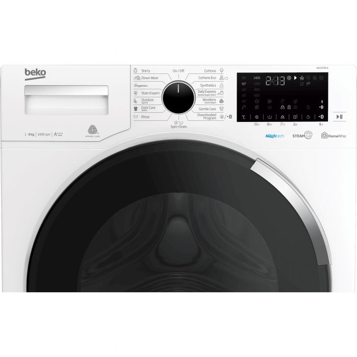 Пральна машина з фронт. зав. BEKO WUE8746N, 8кг, 1400, A+++, Пара, 55см, Дисплей, Білий