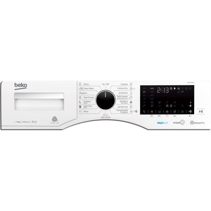 Пральна машина з фронт. зав. BEKO WUE8746N, 8кг, 1400, A+++, Пара, 55см, Дисплей, Білий