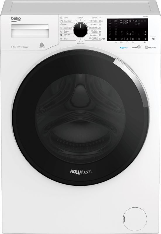 Пральна машина з фронт. зав. BEKO WUE8746N, 8кг, 1400, A+++, Пара, 55см, Дисплей, Білий