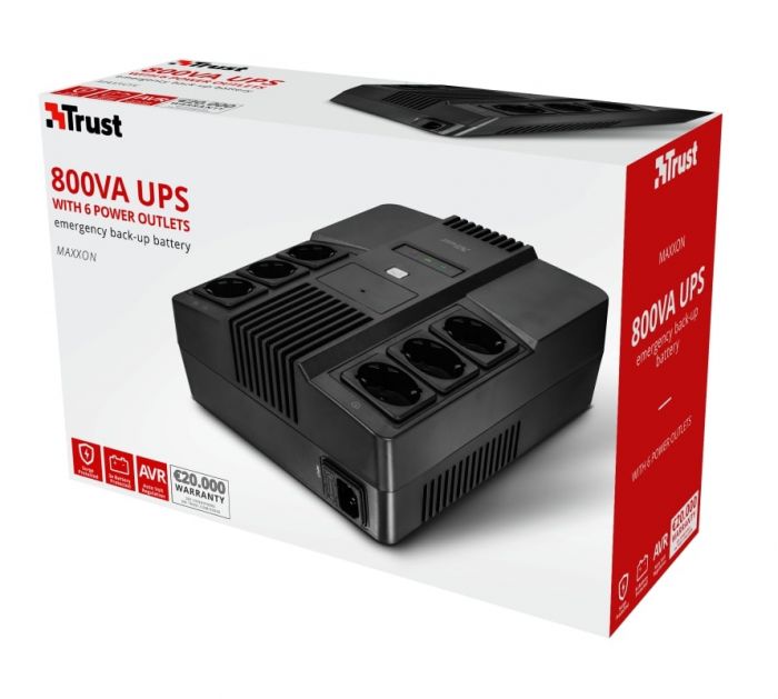 Джерело безперебійного живлення Trust Maxxon 800VA UPS with 6 standard wall power outlets BLACK