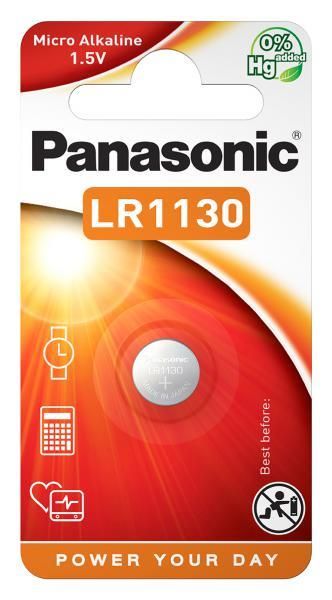 Батарейка Panasonic лужна LR1130(389, V10GA, AG10, RW49, G10, GP89A, LR54) блістер, 1 шт.