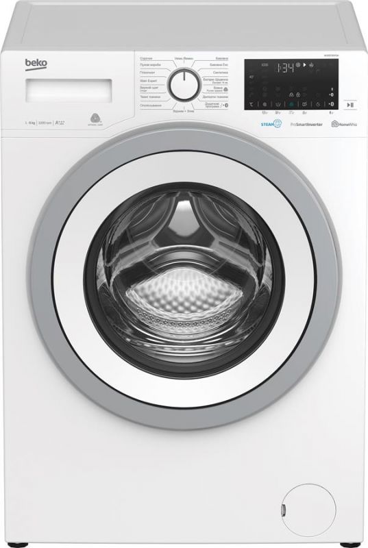 Пральна машина з фронт. зав. BEKO WUE6536XSW, 6кг, 1000, A+++(-10%), Пара, 45см, Дисплей, Білий