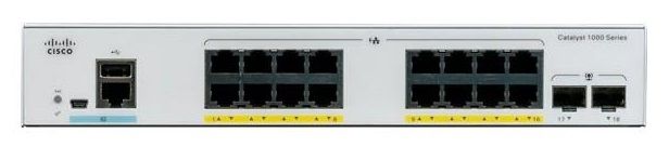 Комутатор Cisco Catalyst 1000 16port GE, Ext PS, 2x1G SFP