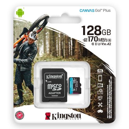 Карта пам'яті Kingston microSD  128GB C10 UHS-I U3 A2 R170/W90MB/s + SD