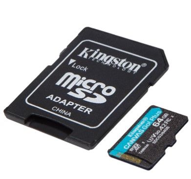 Карта пам'яті Kingston microSD   64GB C10 UHS-I U3 A2 R170/W70MB/s + SD