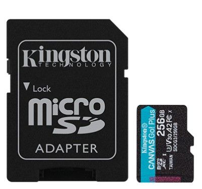 Карта пам'яті Kingston microSD  256GB C10 UHS-I U3 A2 R170/W90MB/s + SD