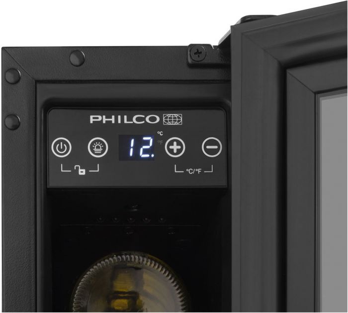 Винна шафаа вбудована Philco PW6BI/6 бутилок/5-22 С/Led-підсвітка/сенсор/дисплей/черний