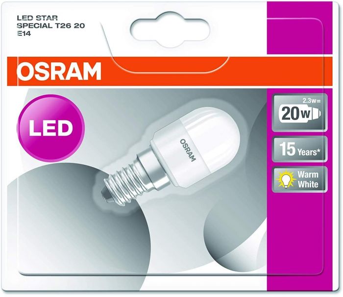 Лампа світлодіодна OSRAM LED STAR T26 для холодильників 2,3W 200Lm 2700К E14