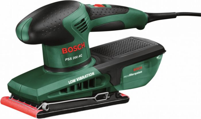 Вібраційна шліфмашина Bosch PSS 200 AC, 200Вт, 24000 колеб/хв, платформа 92*182, 0.89 кг