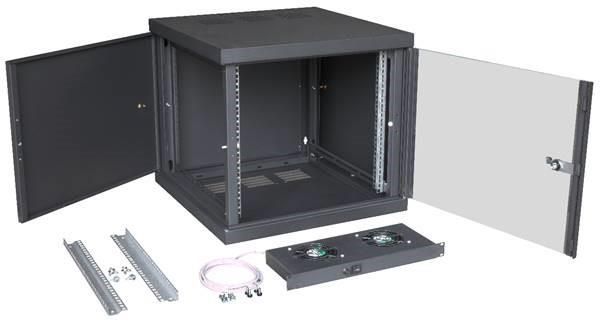Шафа ZPAS 19" 10U 600x600 Z-BOX, змінні бічні стінки, скляні двері, 100kg max, чорна, вент. в компл.