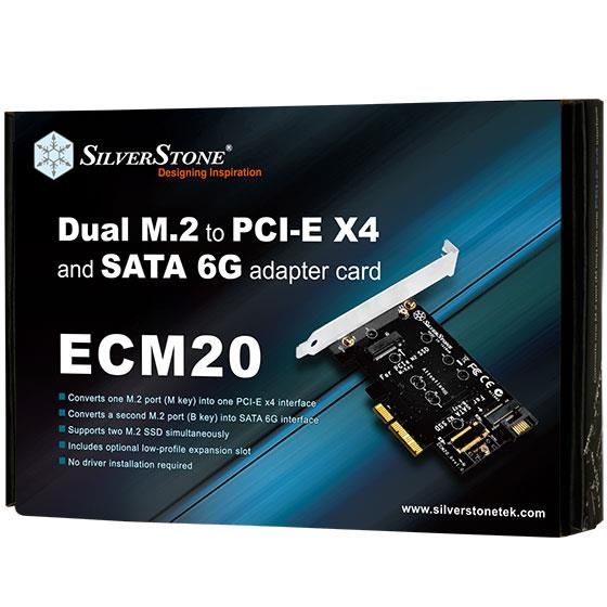 Плата-адаптер SST-ECM20 PCIe x4 для SSD m.2 NVMe + SATA 2230, 2242, 2260, 2280