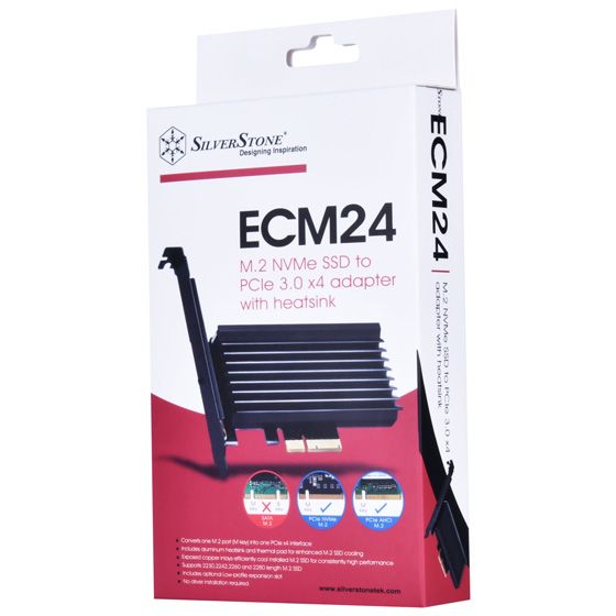 Плата-адаптер SST-ECM24 PCIe x4 для SSD m.2 NVMe 2230, 2242, 2260, 2280 Heatsink