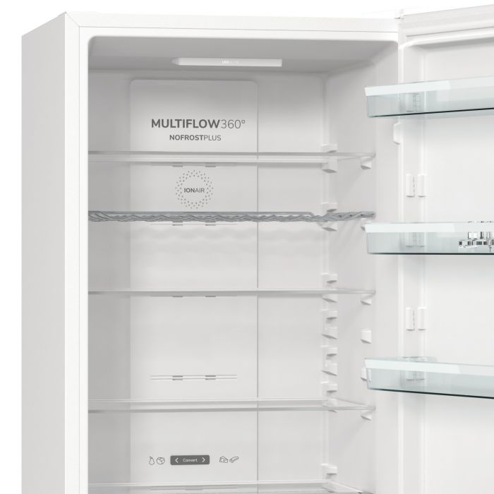 Холодильник з нижн. мороз. камерою Gorenje NRK6202AW4, 200х60х60см, 2 двері, 235( 96)л, А++, Total NF , Зона св-ті, Зовн. Диспл,