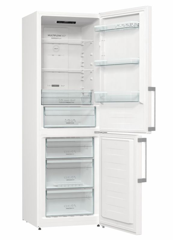 Холодильник з нижн. мороз. камерою Gorenje NRK6191EW5F, 185х60х60см, 2 двері, 203( 99)л, А+, Total NF , Зона св-ті, Внутр. Диспл