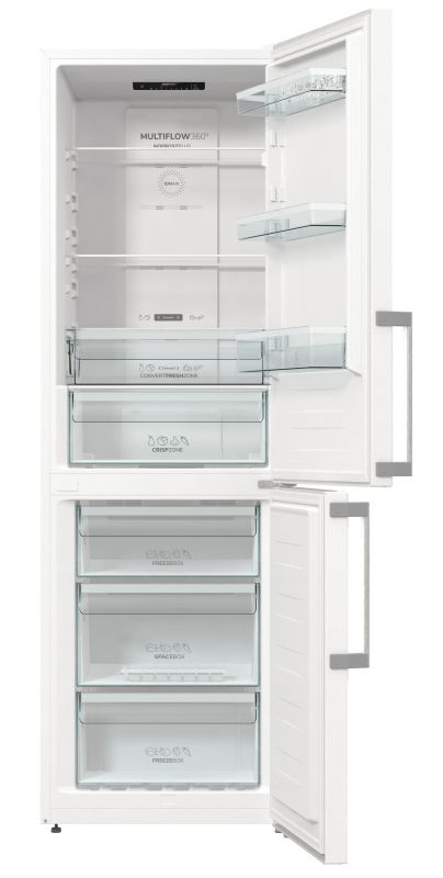 Холодильник з нижн. мороз. камерою Gorenje NRK6191EW5F, 185х60х60см, 2 двері, 203( 99)л, А+, Total NF , Зона св-ті, Внутр. Диспл