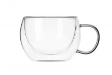 Набір чашок Ardesto з подвійними стінками, 300 мл, H 7,5 см, 2 од., боросилікатне скло