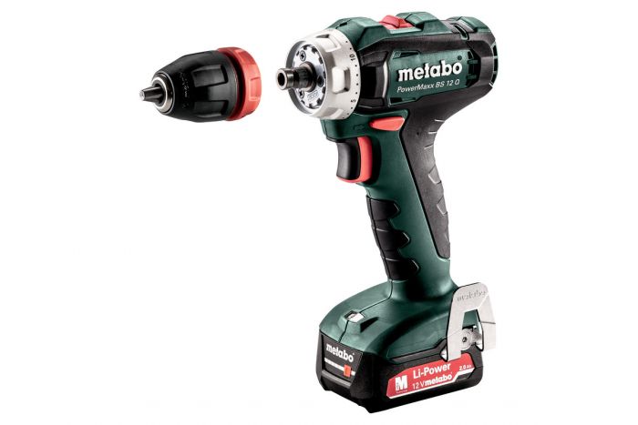 Шуруповерт-дриль Metabo PowerMaxx BS 12 Quick, 2х2.0Аг (Slide-in), ЗП SC-30, кейс МС05, 12В