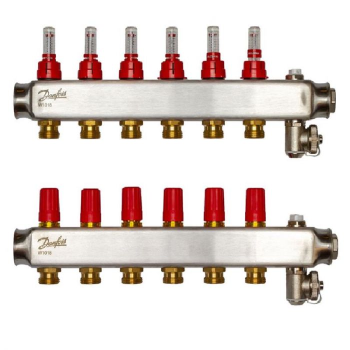 Розподільний колектор  Danfoss SSM-F 6+6 з ротаметрами, нержавіюча сталь