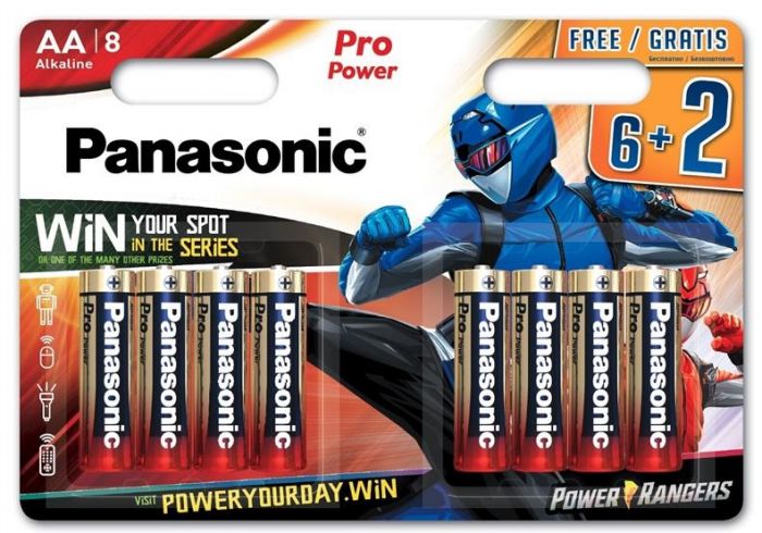 Батарейка Panasonic Pro POWER лужна AA блістер, 8 шт. Power Rangers