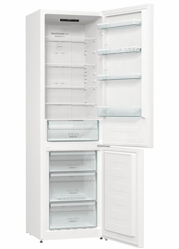 Холодильник з нижн. мороз. камерою Gorenje NRK6201EW4, 200х60х60см, 2 двері, 235( 96)л, А+, Total NF , Зона св-ті, Внутр. Диспл,