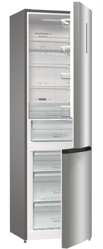 Холодильник з нижн. мороз. камерою Gorenje NRK6202AXL4, 200х60х60см, 2 двері, 235( 96)л, А++, Total NF , Зона св-ті, Зовн. Диспл