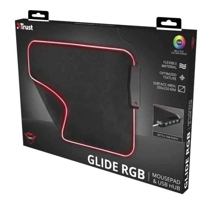 Ігрова поверхність Trust GXT 765 Glide-Flex RGB Mouse Pad with USB Hub Black