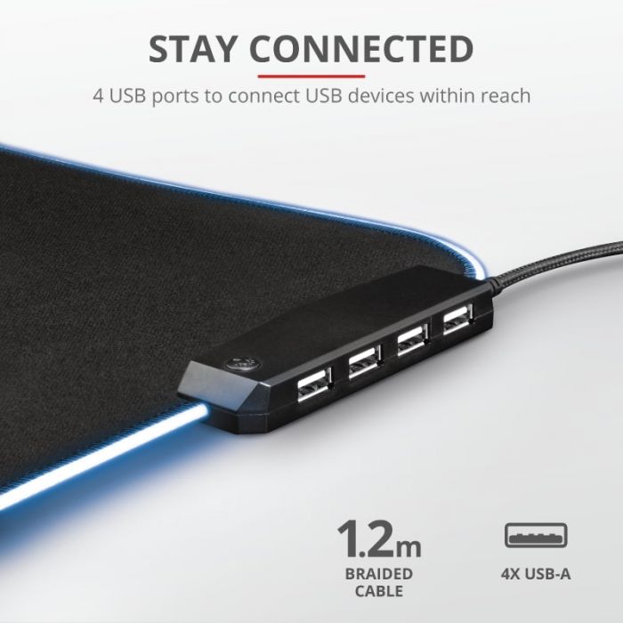 Ігрова поверхність Trust GXT 765 Glide-Flex RGB Mouse Pad with USB Hub Black