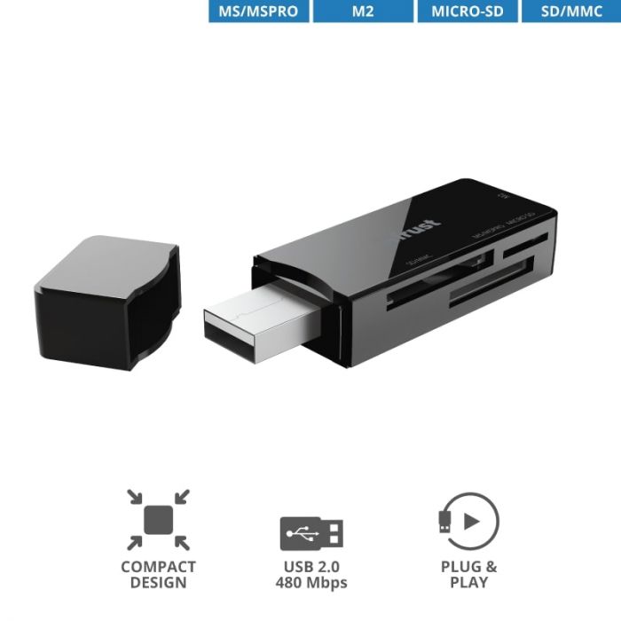 Картридер Trust Nanga USB 2.0 BLACK