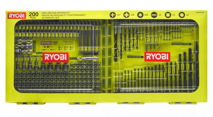 Набір біт та свердел Ryobi RAKDD200, 200шт