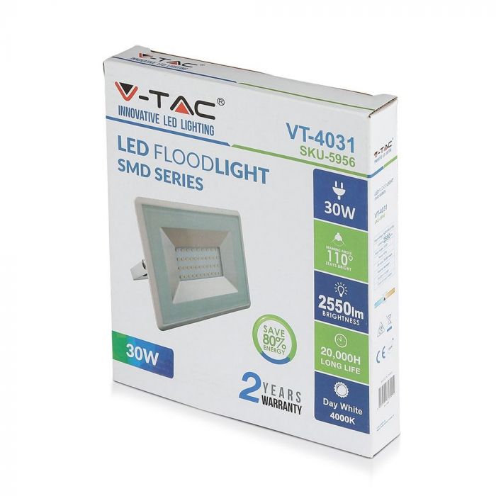 Прожектор вуличний LED V-TAC, 30W, SKU-5956, E-series, 230V, 4000К, білий