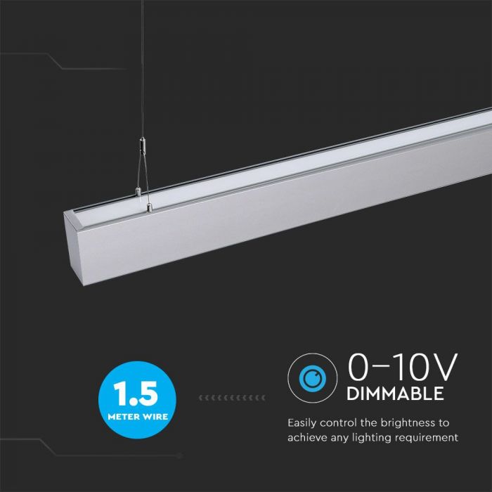 Світильник внутрішній лінійний LED V-TAC, 60W, SKU-378, Samsung Chip, 1200mm, 230V, 4000К, срібло