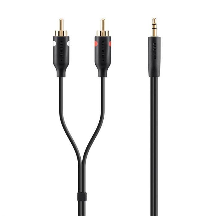 Кабель Belkin jack 3.5mm - M/RCA-Mx2, portable, 5m, black/gold