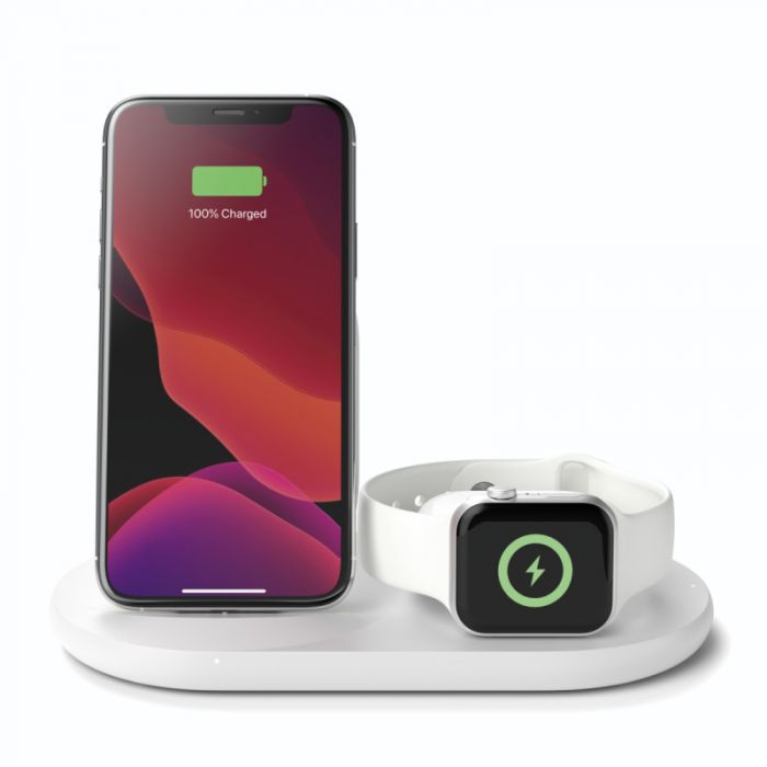 Бездротовий ЗП Belkin 3-in-1 Wireless Pad/Stand/Apple Watch, white