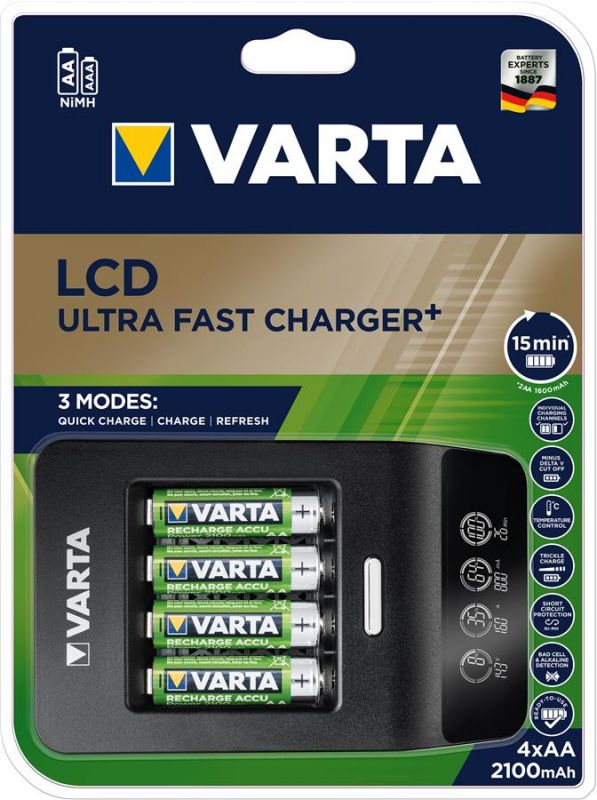 Зарядний пристрій VARTA LCD Ultra Fast Plus Charger + 4xAA 2100 mAh