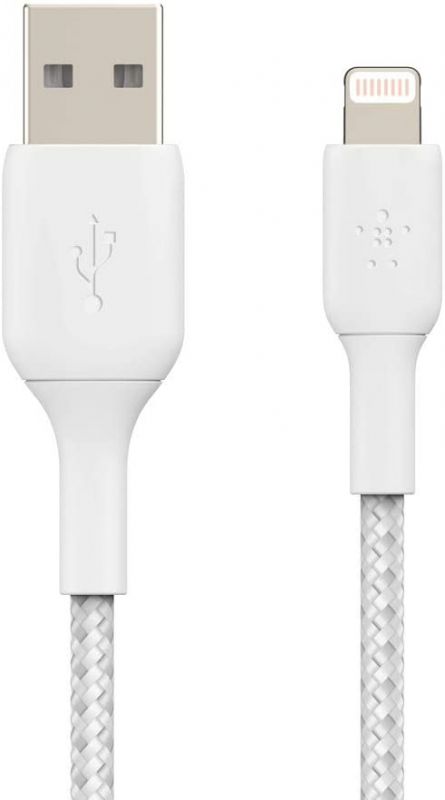 Кабель Belkin USB-A - Lightning, BRAIDED, 1m, white