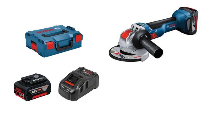 Шліфмашина кутова Bosch 18V-10, акумуляторна, 18V, 125 мм, 9000 об/хв, 2x5.0 Ач. L-BOXX 136, 0.89 кг