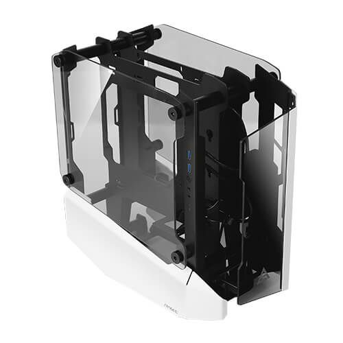 Корпус Antec STRIKER Aluminium Open-Frame, MiniT,ITX,2xUSB3.0,USB3.1TypeC,скло(бічна  панель)без БЖ,білий