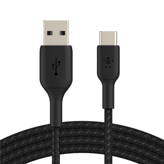 Кабель USB-A > USB-C заряджання/синхронізації Belkin 3м, 15Вт, Type-C, плетений, чорний