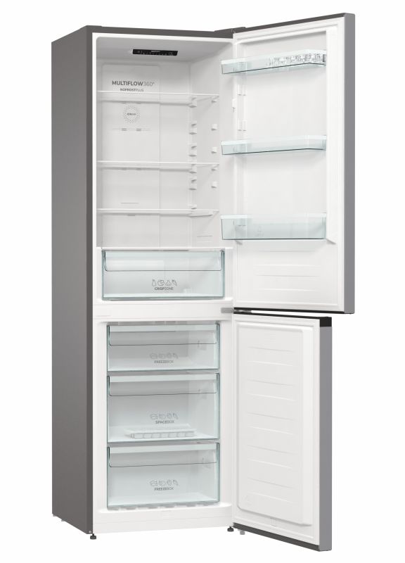 Холодильник з нижн. мороз. камерою Gorenje NRK6191ES4, 185х60х60см, 2 двері, 203( 99)л, А+, NF+ , Зона св-ті, Внутр. Диспл, Сіри