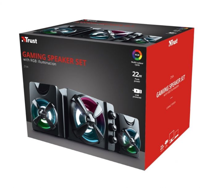 Акустична система (Колонки) Trust 2.1 Ziva RGB USB Black