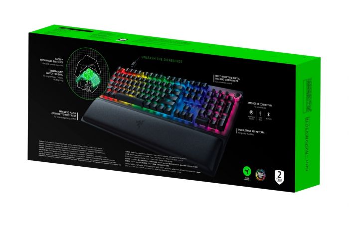 Клавіатура ігрова Razer BlackWidow V3 Pro Green Switch WL/BT/USB RU RGB, Black