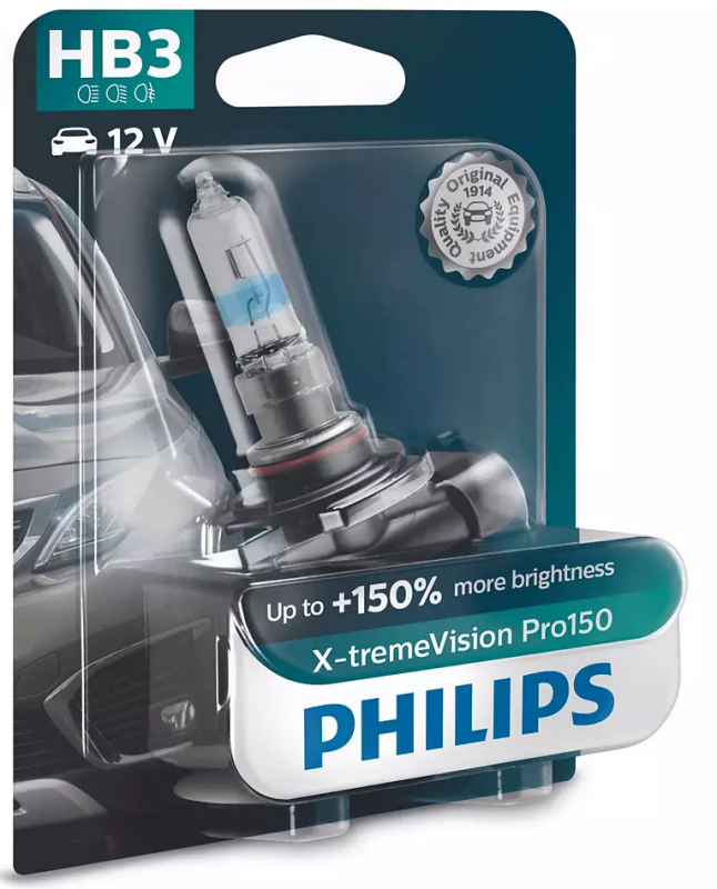 Лампа галогена Philips HB3 X-treme VISION PRO +150%, 3700K, 1шт/блістер